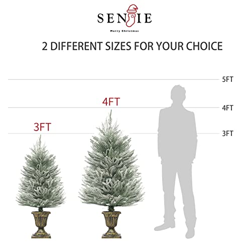 Artificial Small Christmas Tree with Pot Base,Willow Leaf Frosted PE