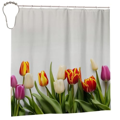 Rideau de douche anti-moisissure à tulipes pour éviter l'eau sur le sol - 3