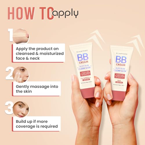 Image of Glamveda BB Cream Set with SPF 50++++ | 2 Shades for Fair & Dark Skin Face Cream | Lightweight Hydrating & Water-Resistant | Natural Coverage for Skin Brightening,Blemish Cover & Dewy Radiant Look 30g