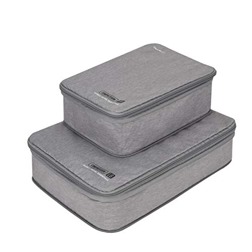 Image of Travelon World Travel Essentials Set of 2 Cubes w /Compression, Gray Heather, One Size