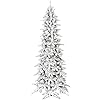 Fraser hill farm 75 ft slim mountain pine snow flocked artificial christmas tree with stand and no lights unlit foldable christmas tree with realistic foliage for home decoration  urban country home decor