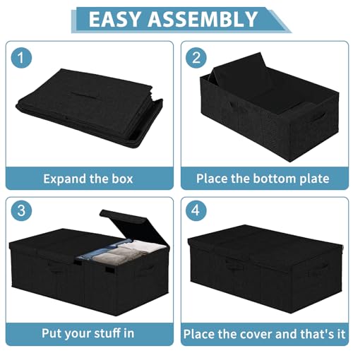 Deep-Under-Bed-Storage-Container-10-Tall-Height-Underbed-Box-Bin-with-Lids-31-Long-Large-Basket-for-Under-Bed-Bedroom-Dorms-Clothes-Bed-sheets-Blankets-2-Pack-Black