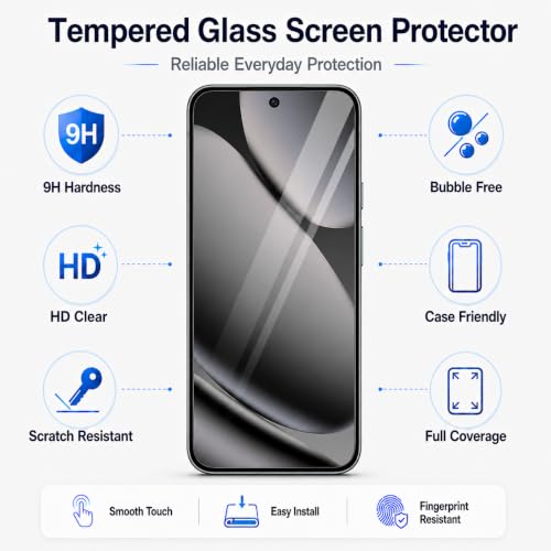 Image of Tempered Glass for Google Pixel 10 Pro XL and Pixel 9 Pro XL | Ultrasonic Fingerprint Compatible | 9H Hardness | Edge-to-Edge Case Friendly Fit | HD Clear Bubble-Free Screen Protector