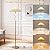 YJSQOEOE Modern Floor Lamp with 3 Color Temperatures, Foot Switch Standing Lamps for Living Room,Tall LED Standing Lamps for Living Room, Bedroom, Office, Beige Pleated Shade, 9W Bulb Included, Gold