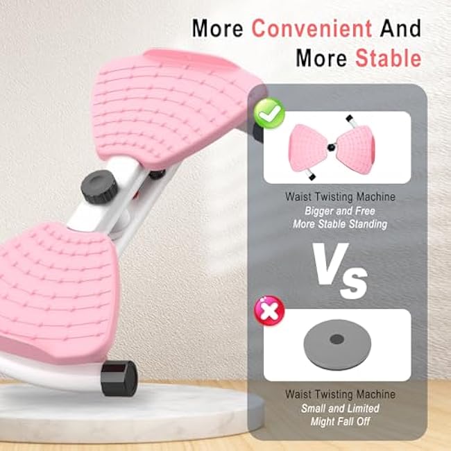 Waist Twister Machine with Resistance Bands - 300 lbs Weight Capacity, Non-Slip Twist Board, Noiseless Ab Twister for Belly Fat Loss, Home Gym Equipment for Women/Men