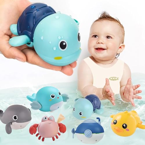 WADY Juguetes de Baño para Niños, 6 Piezas Juguetitos Flotantes de Bañera para Niños, Juguetes de Baño con Mejora...