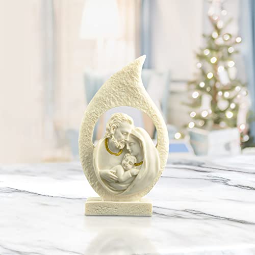Plentifulhome Nativity Set Holy Family, Holy Family Figure Statue Imitation Sandstone, Christmas Nativity Set Indoor Statues Decorative Collection 5’’ Tall #TOP1