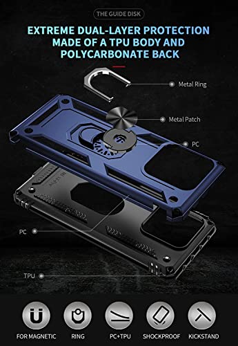 Image of ShieldTech Back Cover for Redmi Note 13 Pro 5G | Rugged Armor Case with Ring Stand | 360 Protection | Shockproof | Camera & Screen Guard (PC, Blue)
