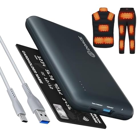 DOACE 5V 2A/ 5V 3A Battery Pack for Heated Vest/Jacket/Pants, 10000mAh Power Bank Rechargeable, USB-C Portable Charger with 15W Power Delivery (Input & Output) for iPhone 14/13/12 Series, S10, Pixel 4 Cover