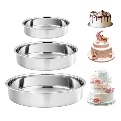 DOTOTO Cake Pan Set of 3, Stainless Steel Circle Layer Cake Pans Set for Baking, 11, 12.5, 14 inch Premium Nonstick Bakeware, Non-Toxic & Healthy, Mirror Finish & Dishwasher Safe
