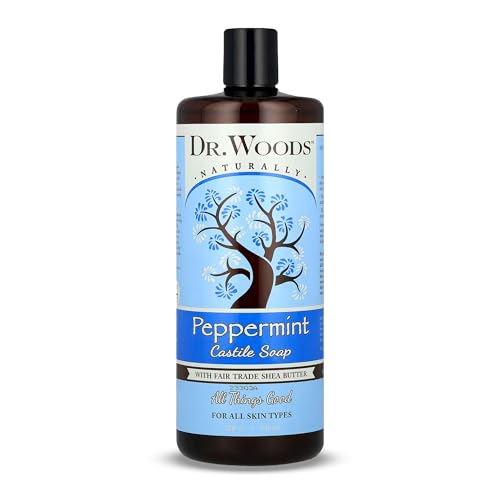 Dr. Woods Jabón de menta de castilla pura con manteca de karité orgánica, 32 onzas