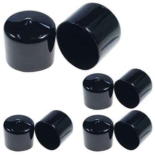 Image of Acocony 1 5 /8 Inch Rubber Cap (41.30 mm) Round Black Pack of 8 | PVC Rubber End Caps Dustproof, Protective & Aesthetic Flexible Covers for Tubing, Pipes, Poles, Bolts & More