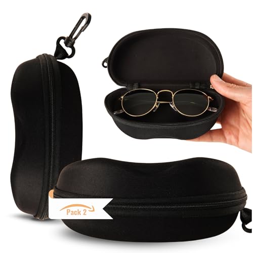 APUKESE Pack 2 Fundas de Gafas Rígidas Con Gancho - Estuche Para Gafas