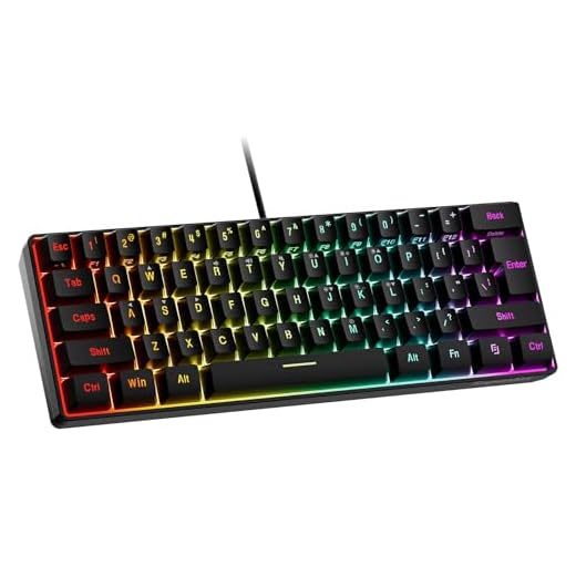 Snpurdiri 60% Wired Gaming Keyboard, RGB Backlit Ultra-Compact Mini Keyboard, Waterproof Small Compact 61 Keys Keyboard for PC/Mac Gamer, Typist, Travel, Easy to Carry on Business Trip(Black)