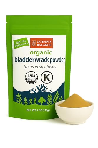 Oceans Balance Clean Organic Bladderwrack Powder (Fucus vesiculosus) from The Pristine Maine Coast | Vegan LabTested Purity Skin & Digestive Wellness 4 Oz