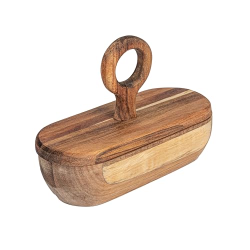 Bloomingville Acacia Wood Divided Container with Lid