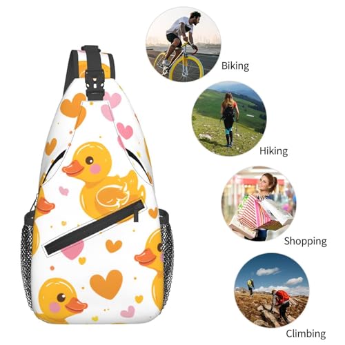 Mochila tipo sling Duck Heart Peach para hombre y mujer miniatura 6