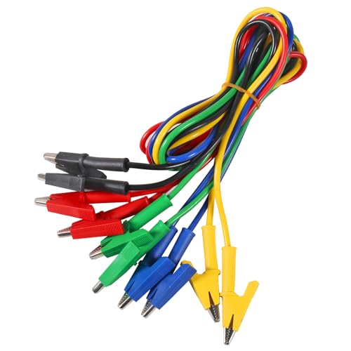 Image of 5pcs Test Leads 4mm Stackable Banana Plug to Crocodile Alligator Clips Flexible Cable Wire 3.3ft /1m for Multimeter Electrical Testing (Alligator Clips to Alligator Clips)