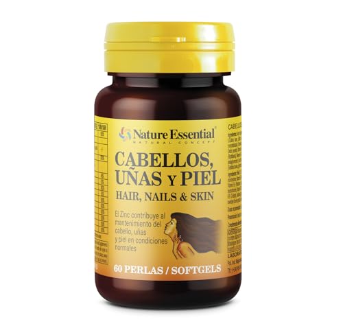 Nature Essential | Cabellos, Uñas y Piel | 60 Cápsulas | Caída del Cabello | Uñas Débiles y Quebradizas | Piel | Elasticidad
