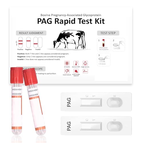 Bovine Pregnancy Test Kit - Includes 2 Tests Rapid Results in 5-20 Minutes for Dairy & Beef Cows Whole Blood Serum & Plasma-Based Tests