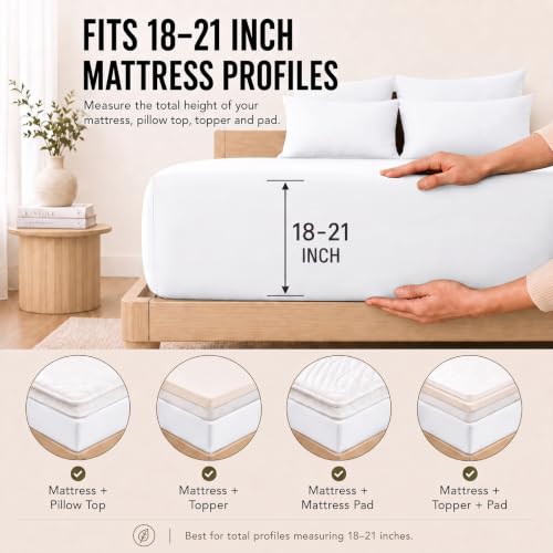 Image of CozyLux 6-Piece Queen Sheet Set, Fits 18-21 Inch Mattresses, Oeko-TEX