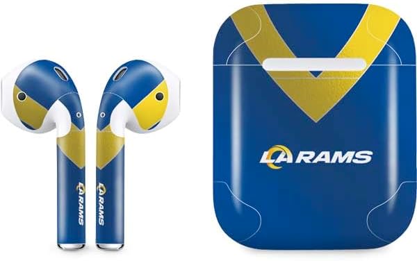 Skinit Decal Audio Skin Compatible with Apple AirPods - Officially Licensed NFL Los Angeles Rams Blue Performance Series Design