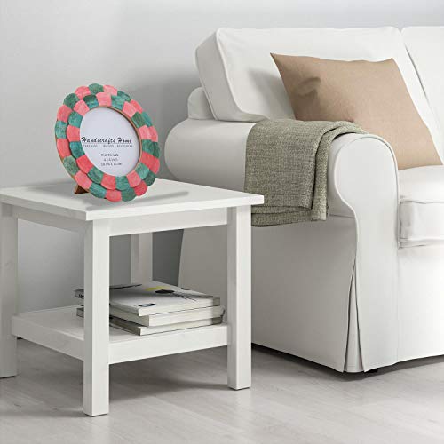 Handicrafts Home Photo Picture Frame - 4" X 4", Round Handmade Gift Photo Frames - Red & Green #TOP1