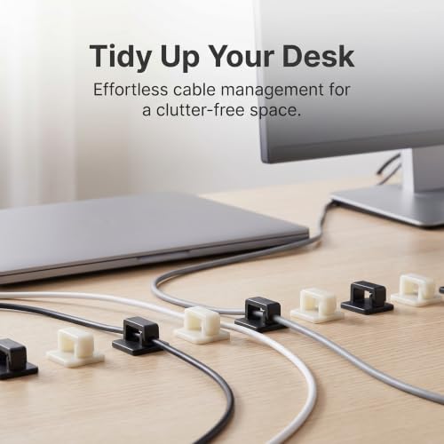 Clips para cable autoadhesivos para escritorio, organizador de cables para datos y USB, para cables pequeños miniatura 2