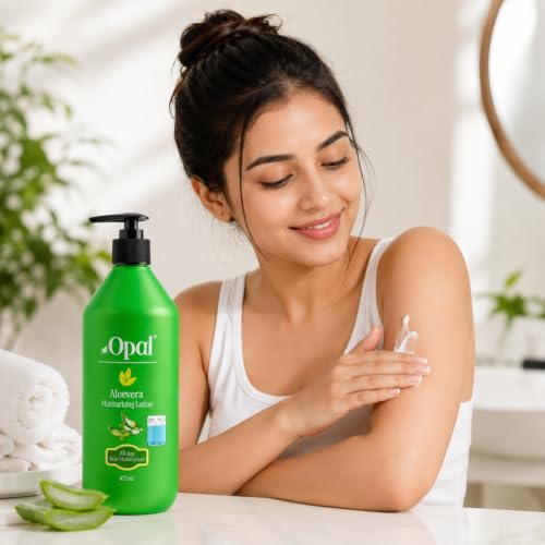 Image of Opal Aloe Vera Moisturising Lotion 475ml | Lightweight Non-Greasy Body & Face Moisturizer | Summer Deep Moisturize & Hydration for Dry Skin | Herbal Nourishing Skin Care for Men & Women| All Skin Types