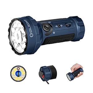 OLIGHT Marauder Mini 7,000 Lumens Bright Flashlight with 600 Meters Beam Distance, Powerful RGB Flashights, Magnetic Rechargeable Lights for Outdoors Work, Hunting, and Searching (Midnight Blue)