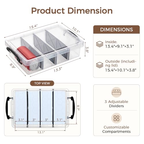 Image of Citylife 2PC Clear Craft Organizers and Storage with 3 Removable Dividers