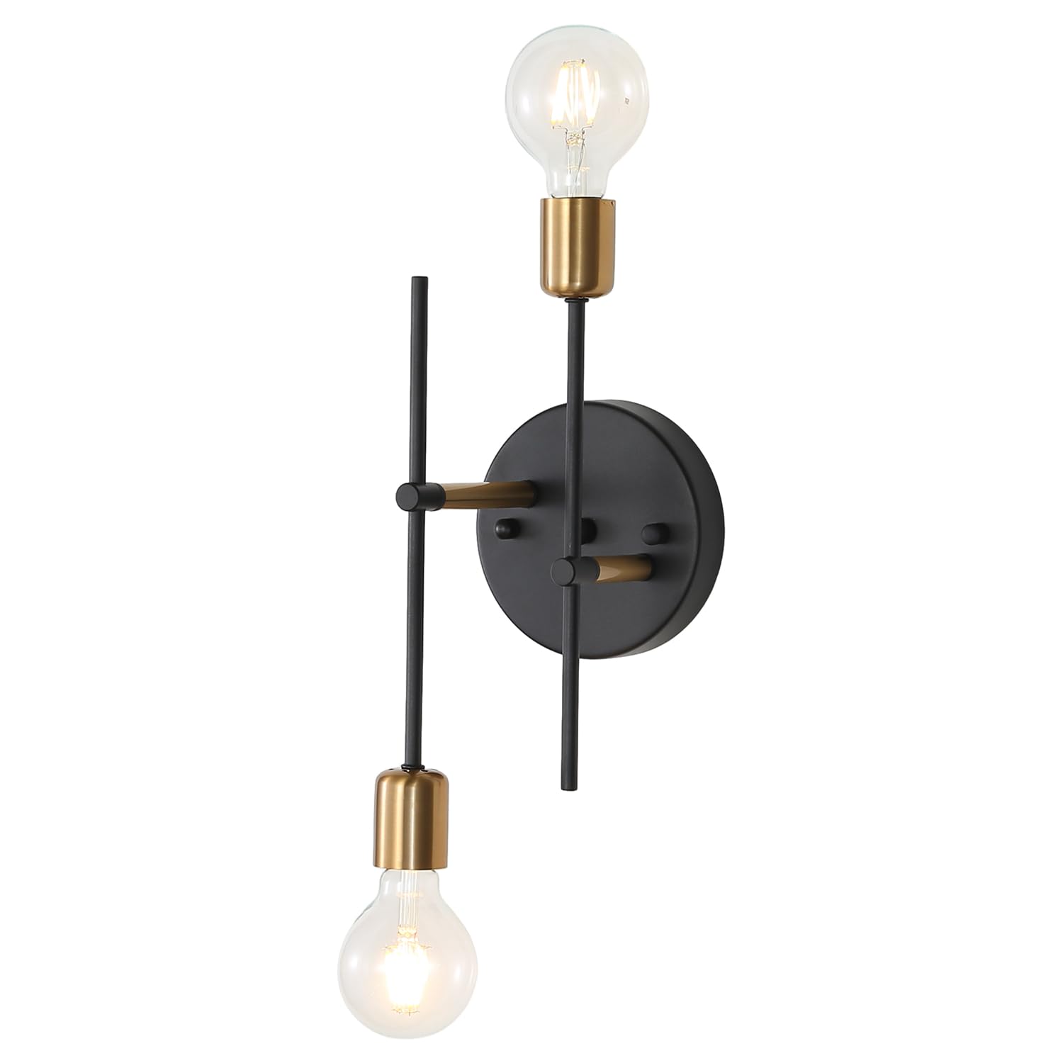 Kaj Hejmo 2 Light Head Vanity Mirror Light- Retro Industrial Double Sconces Wall Light for Hallway Kitchen Living Room Bedroom Adjustable Installation Angle E27 Base (Black)