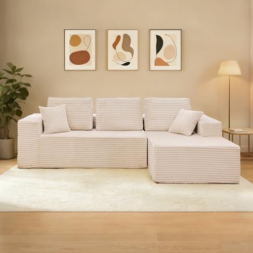 107”Modular Sectional Sofa,Boneless Couch with Oversize L-Shape C...