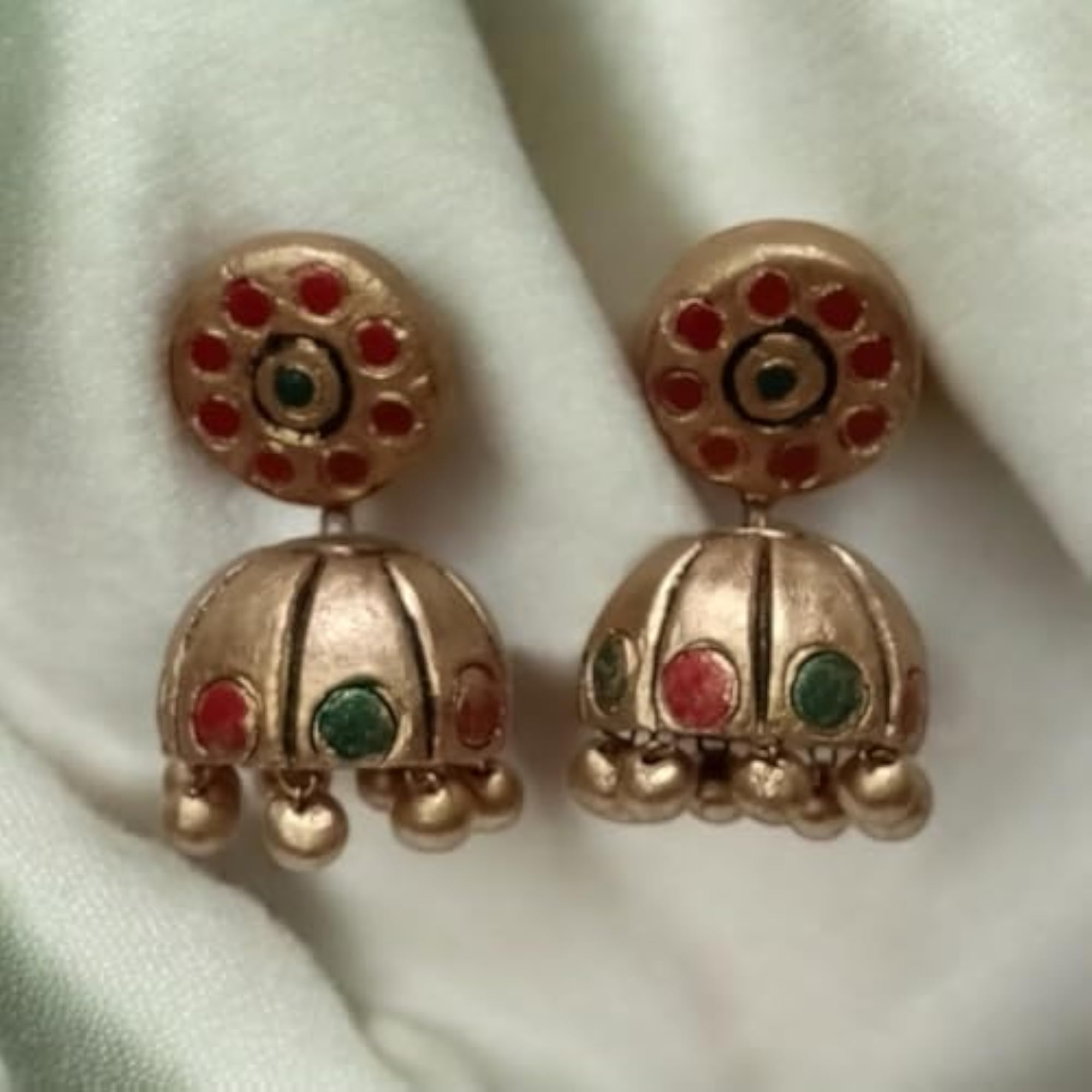 Handmade Terracotta Jhumka Earrings for Navaratri