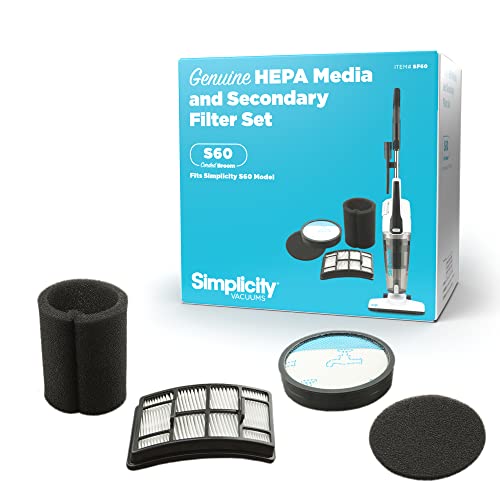 Simplicity Vacuums SF60 Certified Hepa Filter Set for Spiffy Bagless Stick Vacuum Cleaner, S60 Replacement Filter Only