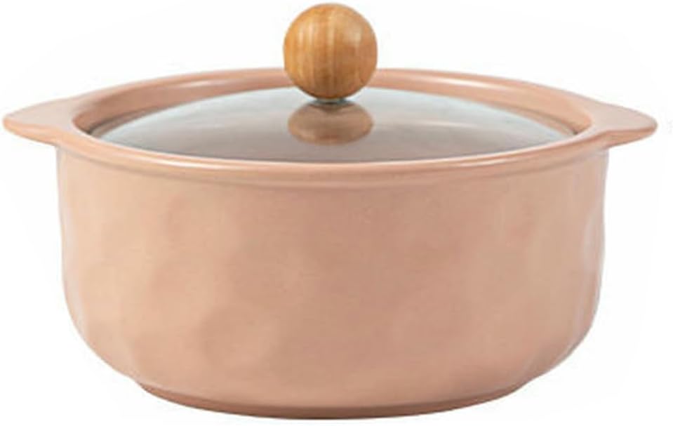 Ceramic glazed ear bowl with cover Nordic fresh personality tableware-off-white