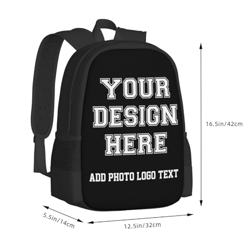 Custom Backpack for Men Women, Custom Personalized Text Image Backpack, Customize Laptop Backpack for Unisex, Custom 17In Casual Travel Backpack Black3