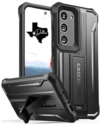 CaseBorne Compatible with Samsung Galaxy S23 Case, Rugged Full-Body Multi-Layer Protective Cover with Kickstand- Screenless (Formerly ArmadilloTek) - Black