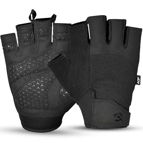 AQF Guantes Gimnasio Hombre Mujer– Ligeros Guantes Fitness- Transpirables y Antideslizantes Guantillas Gym- Gym Gloves para Musculació, Entrenamiento Calistenia y Ciclismo (Negra, L)