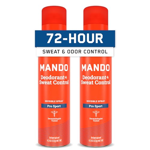 Mando 72 Hour Sweat & Odor Control Spray for Men - Invisible Spray Deodorant - Antiperspirant...