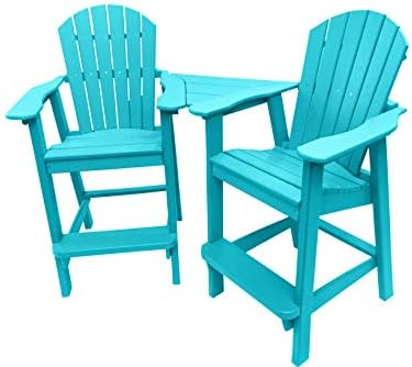 Phat Tommy Recycled Poly Resin Balcony Chair Settee | Durable and Eco-Friendly Adirondack Armchair and Removable Side Table | This Patio Furniture is Great for Your Lawn, Garden, Swimming Pool, Deck.