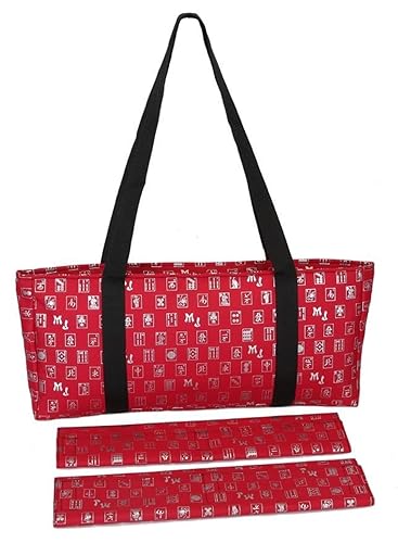 Mah Jongg Direct Red & Silver MJ Designer Logo Soft Replacement Case, Includes Two Matching Wraps and a Bonus Bag, (Replacement Soft Case Only - Tiles, Trays, Racks and Pushers not Included)