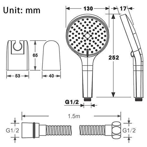 Pommeau de douche or rose jet puissant en ABS, douchette à main moderne avec flexible 59 pouces
