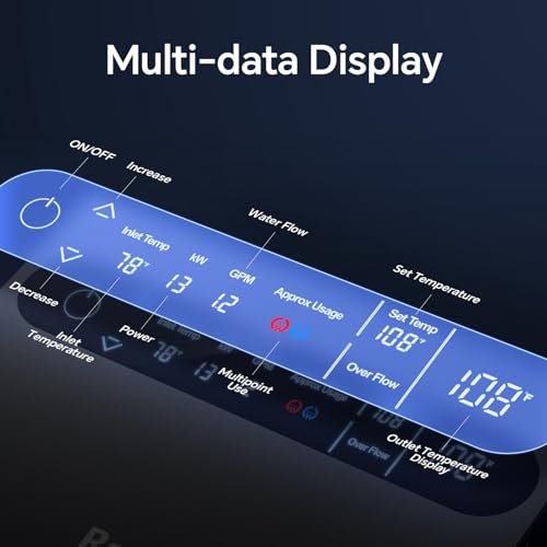 Image of Ranein 13kW Tankless Electric Water Heater, 240V on Demand Instant Endless Water Heater with LED Temperature Display, Up to 3.1 GPM