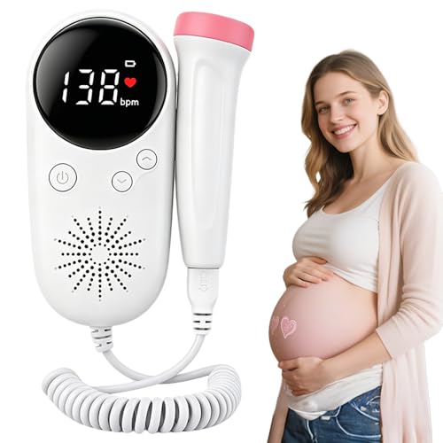 Gel for Doppler Monitor Baby Movement Monitor for Mother-to-be Portable Pregnancy Monitor Battery-Powered Easy to Use Suitable for Home Use Pink