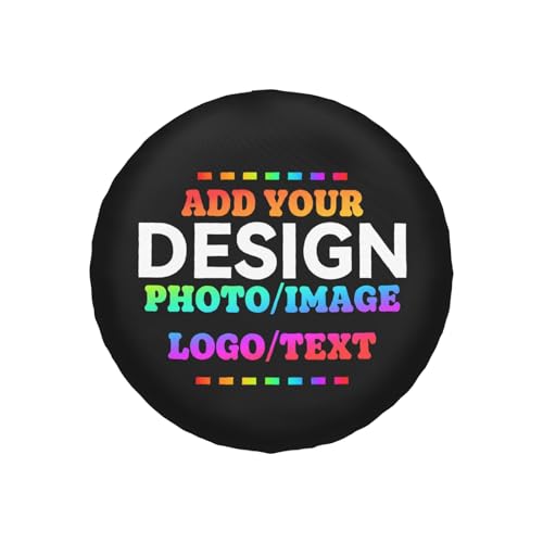 Image of Custom Spare Tire Cover Design Your Photo Text Business Logo 17 Inch | Polyester,Protectors Tire Cover,Waterproof,Dust-Proof,Universal,Fit for RV Jeep SUV Motor Travel Camper Tires