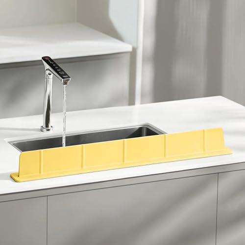 Volminex Silicone Sink Splash Guard with Suction Cups, Yellow, 28''x2.8''