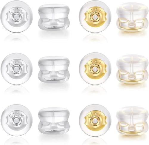 Topes de silicona para aretes con acabado premium de oro 18k