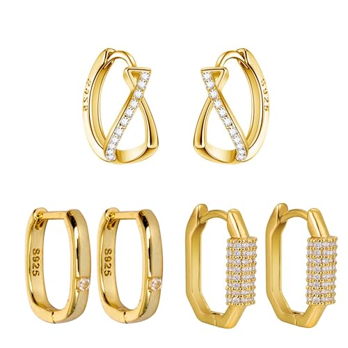 Hoop Earrings for Women, 3/4 Pairs Small S925 Earrings Sterling Silver Earrings