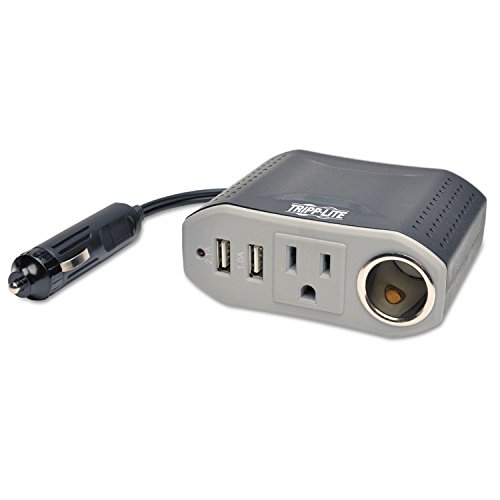 Image of Tripp Lite 100W Car Power Inverter with 1 Outlet & 2 USB Charging Ports, Auto Inverter, Ultra Compact (PV100USB),Gray